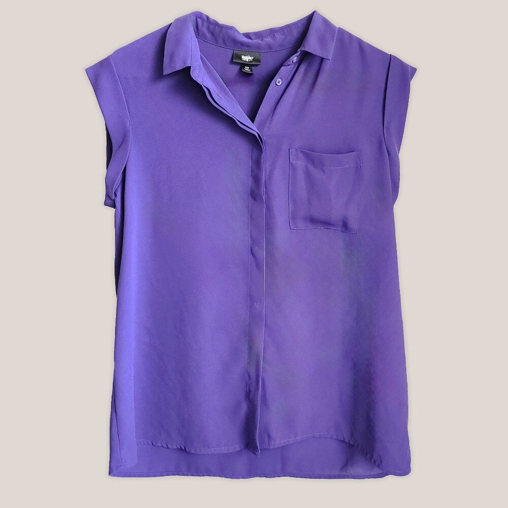 MOSSIMO Purple Cap Short Sleeve Top | Women's Blouse Shirt